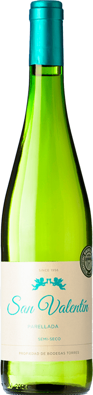 7,95 € Бесплатная доставка | Белое вино Torres San Valentín Полусухое Полусладкое Молодой D.O. Catalunya Каталония Испания Parellada бутылка 75 cl