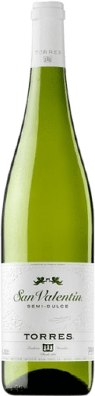 6,95 € Spedizione Gratuita | Vino bianco Torres San Valentín Semisecco Semidolce Giovane D.O. Catalunya Catalogna Spagna Parellada Bottiglia 75 cl