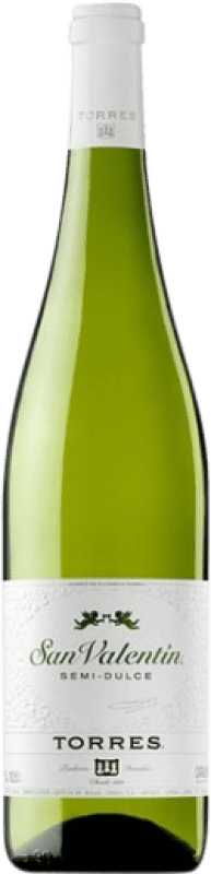 6,95 € Free Shipping | White Wine Torres San Valentín Semi-Dry Semi-Sweet Young D.O. Catalunya Catalonia Spain Parellada Bottle 75 cl