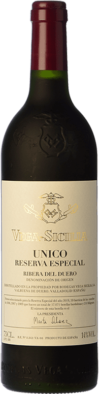 564,95 € 免费送货 | 红酒 Vega Sicilia Único Edición Especial 预订 D.O. Ribera del Duero 卡斯蒂利亚莱昂 西班牙 Tempranillo, Cabernet Sauvignon 瓶子 75 cl