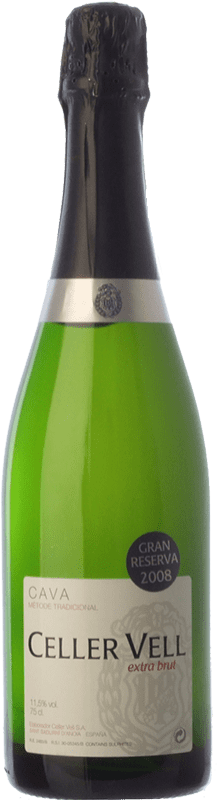 12,95 € Envoi gratuit | Blanc mousseux Vell Extra- Brut Grande Réserve D.O. Cava Catalogne Espagne Macabeo, Xarel·lo, Chardonnay, Parellada Bouteille 75 cl
