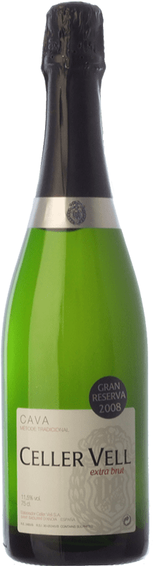 12,95 € Spedizione Gratuita | Spumante bianco Vell Brut Extra Gran Riserva D.O. Cava Catalogna Spagna Macabeo, Xarel·lo, Chardonnay, Parellada Bottiglia 75 cl