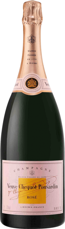 176,95 € Бесплатная доставка | Розовое игристое Veuve Clicquot Rosé брют A.O.C. Champagne шампанское Франция Pinot Black, Chardonnay, Pinot Meunier бутылка Магнум 1,5 L