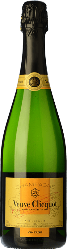 88,95 € Kostenloser Versand | Weißer Sekt Veuve Clicquot Vintage Brut A.O.C. Champagne Champagner Frankreich Pinot Schwarz, Chardonnay, Pinot Meunier Flasche 75 cl