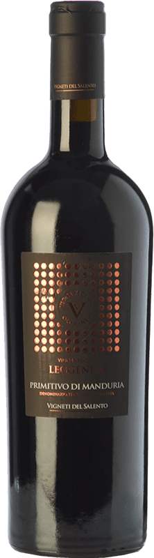 39,95 € 免费送货 | 红酒 Vigneti del Salento Leggenda D.O.C. Primitivo di Manduria 普利亚大区 意大利 Primitivo 瓶子 75 cl