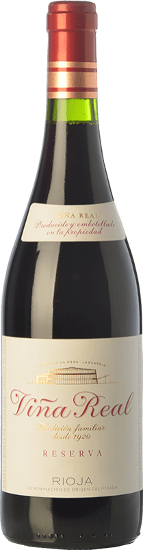 33,95 € 免费送货 | 红酒 Viña Real 预订 D.O.Ca. Rioja 拉里奥哈 西班牙 Tempranillo, Graciano, Mazuelo, Grenache Tintorera 瓶子 Magnum 1,5 L