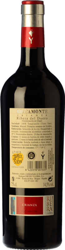 15,95 € Free Shipping | Red wine Yllera Bracamonte Crianza D.O. Ribera del Duero Castilla y León Spain Tempranillo Bottle 75 cl
