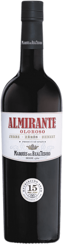 23,95 € Free Shipping | Fortified wine Marqués del Real Tesoro Oloroso Almirante D.O. Jerez-Xérès-Sherry Andalusia Spain Palomino Fino 15 Years Bottle 75 cl