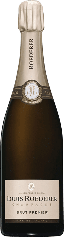 76,95 € Kostenloser Versand | Weißer Sekt Louis Roederer Brut — Herb 1er Premier Große Reserve — Lange Reifung A.O.C. Champagne Champagner Frankreich Pinot Noir — Spätburgunder, Chardonnay, Pinot Meunier — Schwarzriesling 75 cl