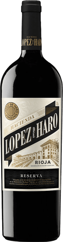 33,95 € Envio grátis | Vinho tinto Hacienda López de Haro Reserva D.O.Ca. Rioja La Rioja Espanha Tempranillo, Graciano Garrafa Magnum 1,5 L