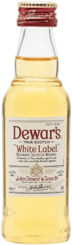 2,95 € Kostenloser Versand | Blended Whisky Dewar's White Label Großbritannien Miniaturflasche 5 cl