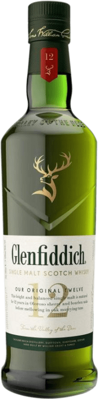 49,95 € Kostenloser Versand | Whiskey Single Malt Glenfiddich Speyseite Großbritannien 12 Jahre Flasche 70 cl