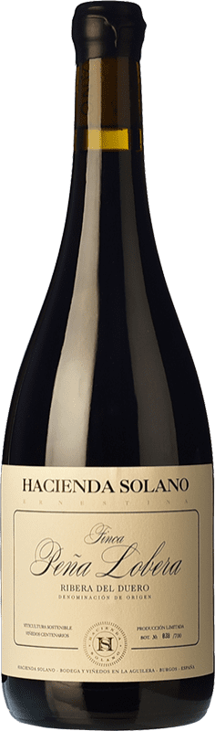 96,95 € Spedizione Gratuita | Vino rosso Hacienda Solano Finca Peña Lobera Crianza D.O. Ribera del Duero Castilla y León Spagna Tempranillo Bottiglia 75 cl