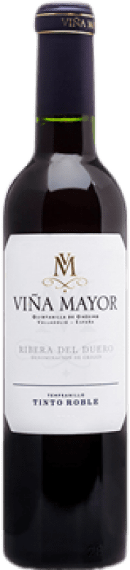 7,95 € Spedizione Gratuita | Vino Rosso Viña Mayor Rovere D.O. Ribera del Duero Castilla y León Spagna Tempranillo Mezza Bottiglia 37 cl
