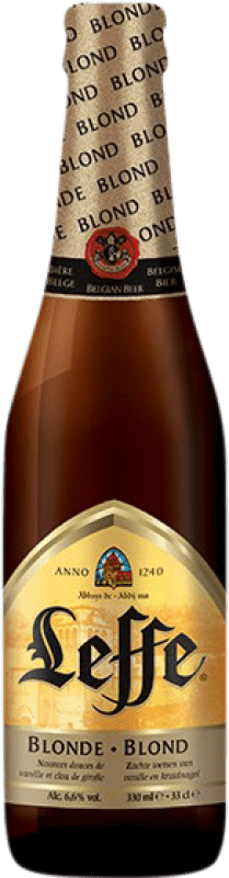 72,95 € Free Shipping | 24 units box Beer Leffe Blonde Belgium One-Third Bottle 33 cl