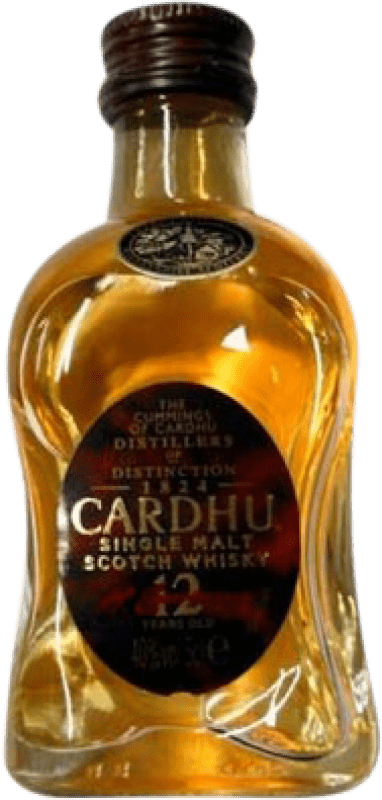 10,95 € Envío gratis | Whisky Single Malt Cardhu 12 Años Botellín Miniatura 5 cl