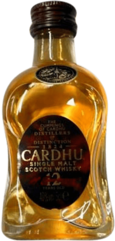 8,95 € Envío gratis | Whisky Single Malt Cardhu 12 Años Botellín Miniatura 5 cl