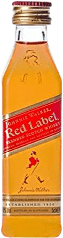 3,95 € Spedizione Gratuita | Whisky Blended Johnnie Walker Red Label Bottiglia Miniatura 5 cl