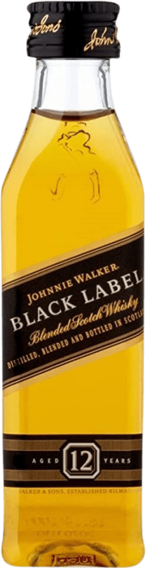 4,95 € Kostenloser Versand | Blended Whisky Johnnie Walker Black Label Großbritannien 12 Jahre Miniaturflasche 5 cl