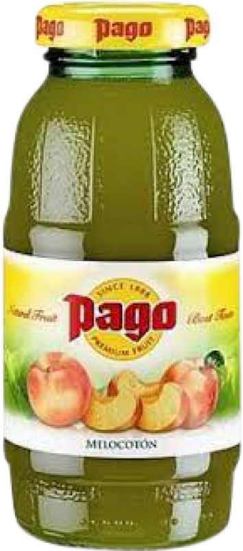 23,95 € Free Shipping | 24 units box Soft Drinks Zumos Pago Spain Small Bottle 20 cl Melocotón — Peach
