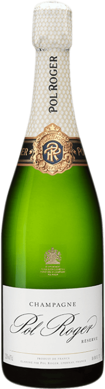 132,95 € Kostenloser Versand | Weißer Sekt Pol Roger Brut Reserve A.O.C. Champagne Champagner Frankreich Pinot Schwarz, Chardonnay, Pinot Meunier Magnum-Flasche 1,5 L