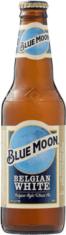 79,95 € Free Shipping | 24 units box Beer Blue Moon Blanche — White United States Third-Liter Bottle 33 cl