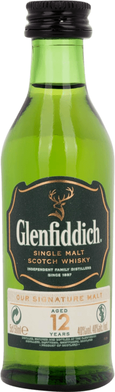 4,95 € Envoi gratuit | Whisky Single Malt Glenfiddich Royaume-Uni 12 Ans Mini-Bouteille 5 cl