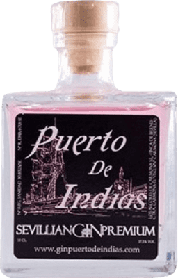 3,95 € Envío gratis | Ginebra Puerto de Indias Gin Botellín Miniatura 10 cl