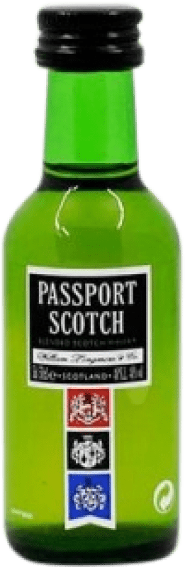 1,95 € Spedizione Gratuita | Whisky Blended Passport Scoth Regno Unito Bottiglietta Mignon 5 cl