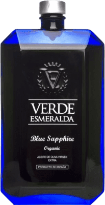 28,95 € Free Shipping | Olive Oil Verde Esmeralda Premium Blue Sapphire Organic Ecológico Picual Medium Bottle 50 cl