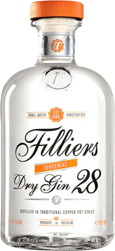 43,95 € Envio grátis | Genever Gin Filliers 28 Bélgica Garrafa Medium 50 cl Tangerine — Tangerina