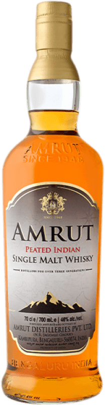 69,95 € Spedizione Gratuita | Whisky Single Malt Amrut Indian Amrut Peated Bottiglia 70 cl