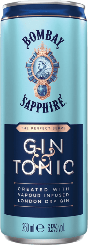 57,95 € Бесплатная доставка | Коробка из 12 единиц Напитки и миксеры Bombay Sapphire Gin & Tonic Объединенное Королевство Алюминиевая банка 25 cl