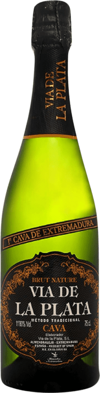 7,95 € Kostenloser Versand | Weißer Sekt Vía de la Plata Brut Natur D.O. Cava Extremadura Spanien Macabeo, Parellada Flasche 75 cl