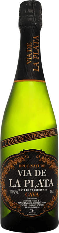 7,95 € Spedizione Gratuita | Spumante bianco Vía de la Plata Brut Nature D.O. Cava Estremadura Spagna Macabeo, Parellada Bottiglia 75 cl