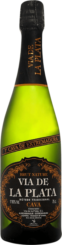 8,95 € Kostenloser Versand | Weißer Sekt Vía de la Plata Brut Nature D.O. Cava Extremadura Spanien Macabeo, Parellada 75 cl