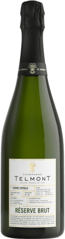 92,95 € 免费送货 | 白起泡酒 Telmont 香槟 预订 A.O.C. Champagne 香槟酒 法国 Pinot Black, Chardonnay, Pinot Meunier 瓶子 75 cl