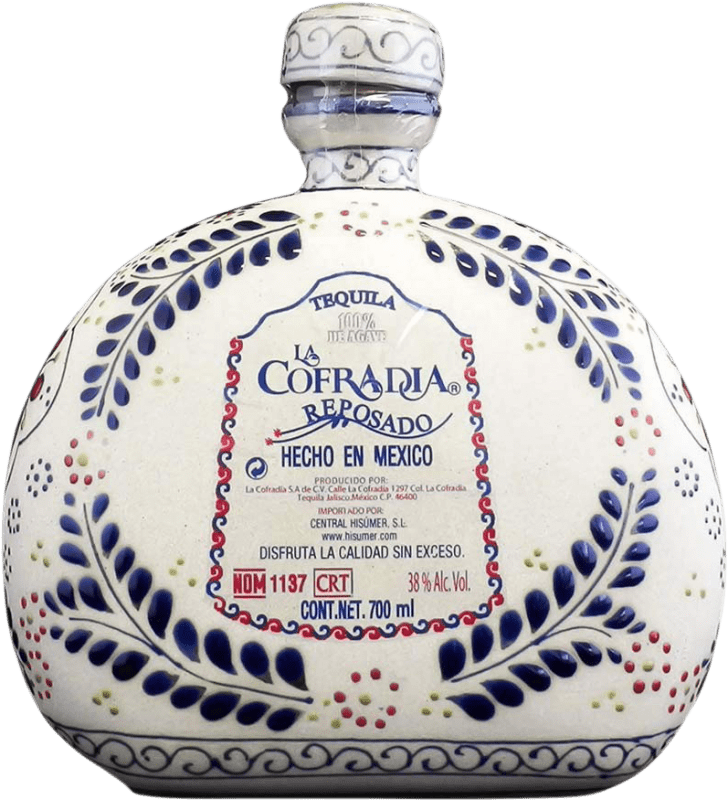 162,95 € Бесплатная доставка | Текила La Cofradía Talavera Ceramic Porcelain — Керамический фарфор Reposado — Репосадо Мексика 70 cl