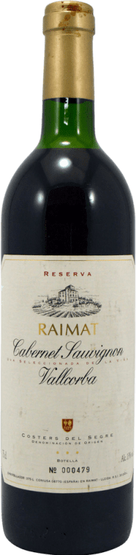 56,95 € Envio grátis | Vinho Tinto Raimat Vallcorba Reserva D.O. Costers del Segre Catalunha Espanha Cabernet Sauvignon 75 cl Exemplar de colecionador Não Próprio para Consumo