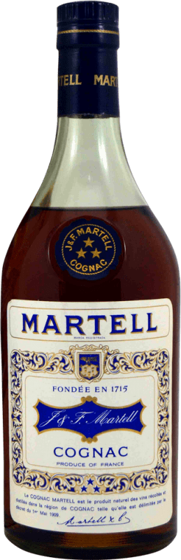 137,95 € Free Shipping | Cognac Martell J&F Martell 3 Stars Collector's Specimen 1970's A.O.C. Cognac Spain Bottle 75 cl