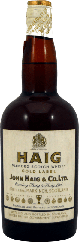 55,95 € Envío gratis | Whisky Blended John Haig & Co Gold Label Cierre Alambre Ejemplar Coleccionista España Botella 75 cl