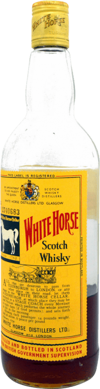 11,95 € Free Shipping | Whisky Blended White Horse Botella muy Mermada Collector's Specimen 1980's United Kingdom Bottle 75 cl