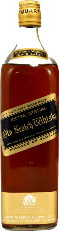 82,95 € Kostenloser Versand | Whiskey Blended Johnnie Walker Black Label American Quart Sammlerexemplar aus den 1970er Jahren Großbritannien Flasche 75 cl