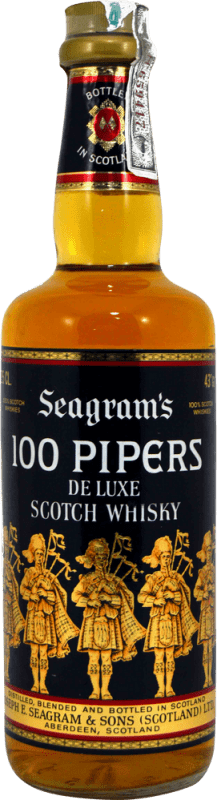 17,95 € 免费送货 | 调和威士忌 Seagram's 100 Pipers 1970's 英国 75 cl 收藏品 不可食用