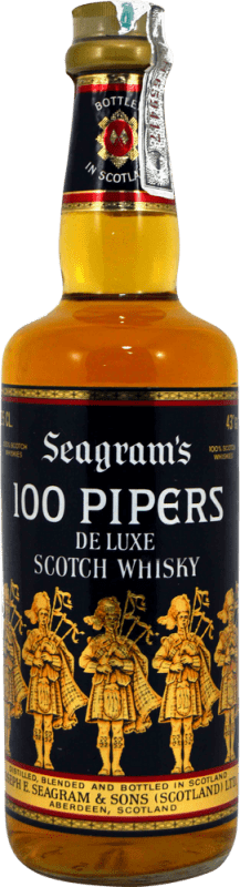 27,95 € Kostenloser Versand | Whiskey Blended Seagram's 100 Pipers Sammlerexemplar aus den 1970er Jahren Großbritannien Flasche 75 cl