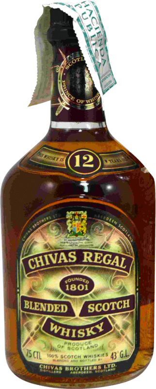 53,95 € Free Shipping | Whisky Blended Chivas Regal Escudo Dorado Collector's Specimen United Kingdom 12 Years Bottle 75 cl