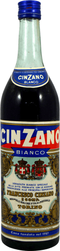 44,95 € Envío gratis | Licores Cinzano Bianco Ejemplar Coleccionista 1970's Italia Botella 1 L
