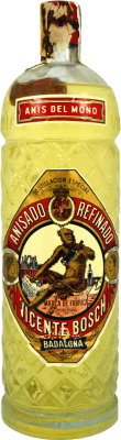 10,95 € Spedizione Gratuita | Anice Anís del Mono Tapón Deteriorado Esemplare da Collezione anni '70 Spagna Bottiglia 1 L