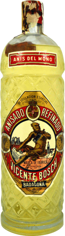 11,95 € Free Shipping | Aniseed Liqueur Anís del Mono Tapón Deteriorado Collector's Specimen 1970's Spain Bottle 1 L