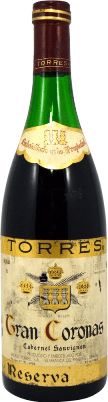 46,95 € Spedizione Gratuita | Vino Rosso Miguel Torres Gran Coronas Riserva D.O. Penedès Catalogna Spagna Cabernet Sauvignon Bottiglia 75 cl Esemplare da Collezione Non Idoneo al Consumo
